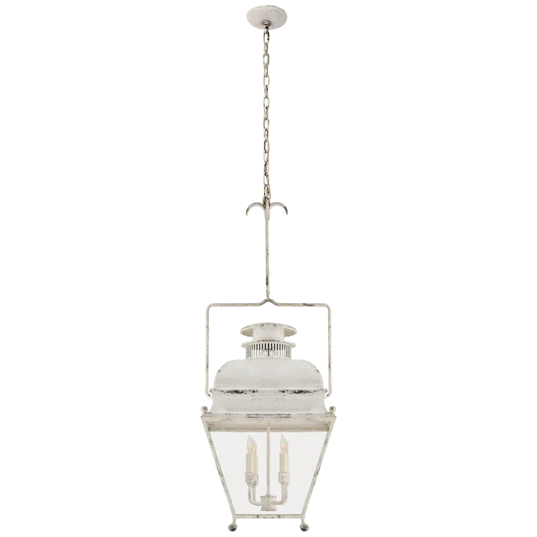 Old White Glass Four Light Lantern Pendant