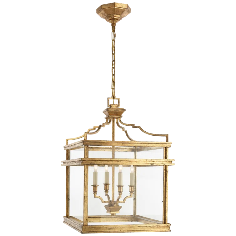 Mykonos Gilded Iron and Glass 4-Light Chandelier