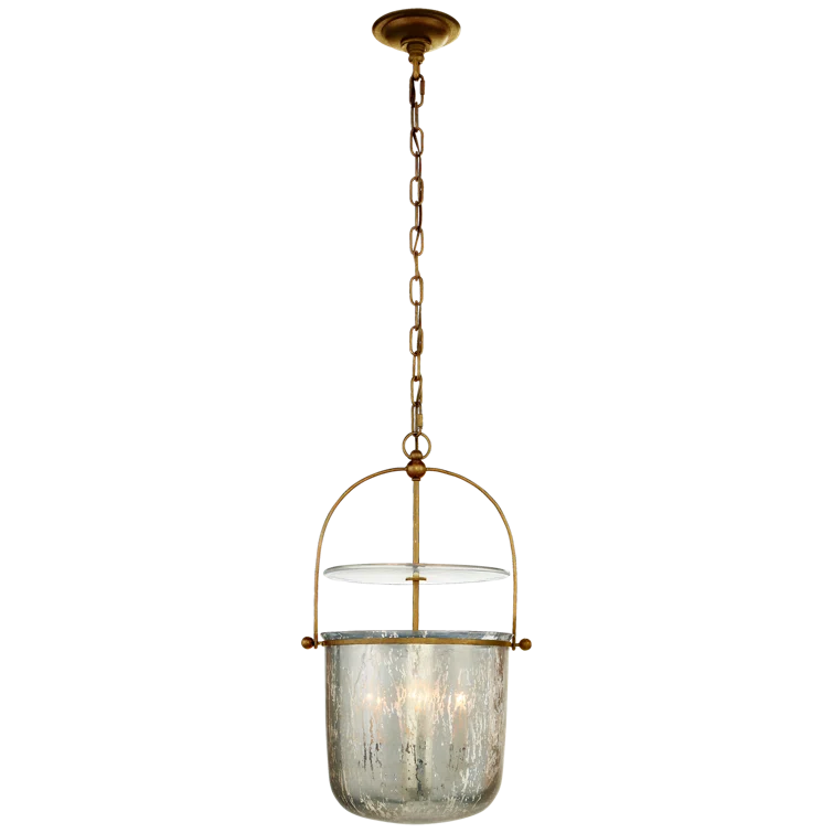 Gilded Iron Elegance 23.75" Mercury Glass Bowl Chandelier