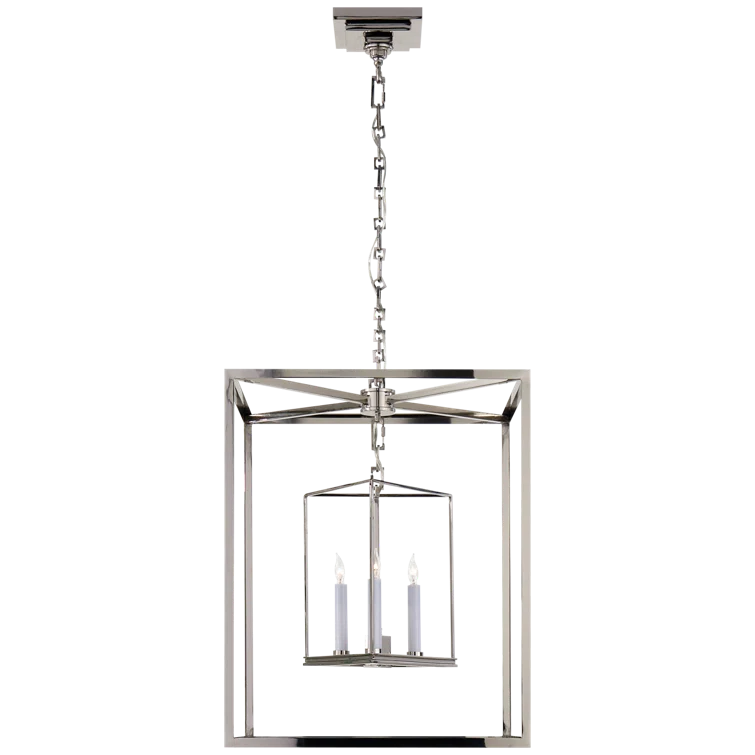 Polished Nickel Crystal Lantern Pendant Light