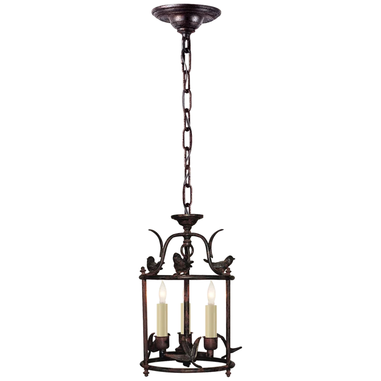 Diego Classical 14" Crystal Birdcage Pendant Light with Rust Finish