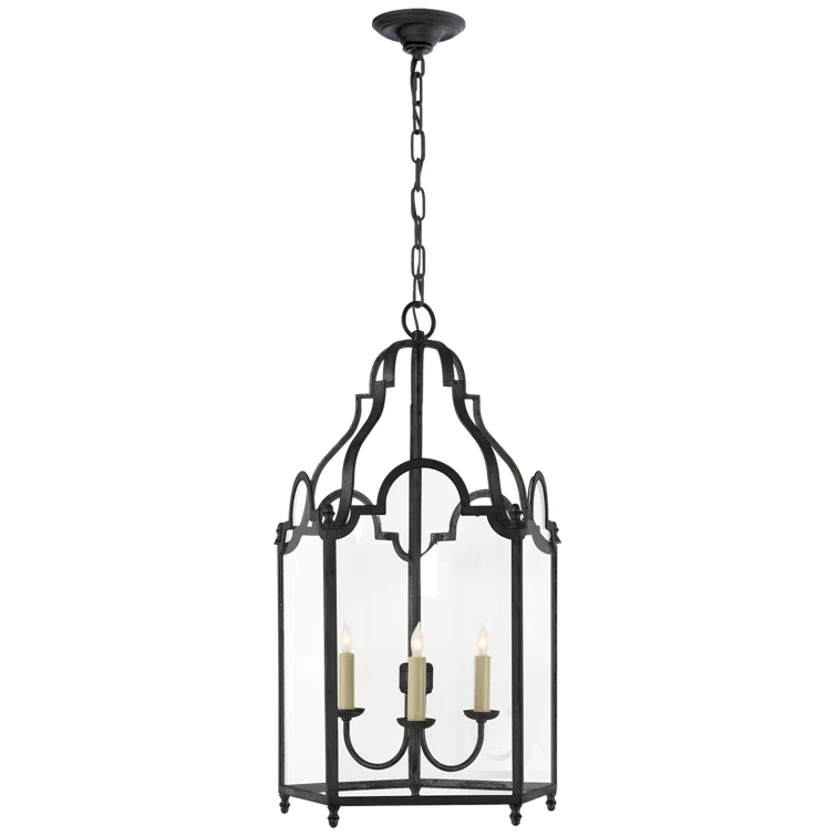 Blackened Rust 30.5" Glass and Metal 3-Light Chandelier