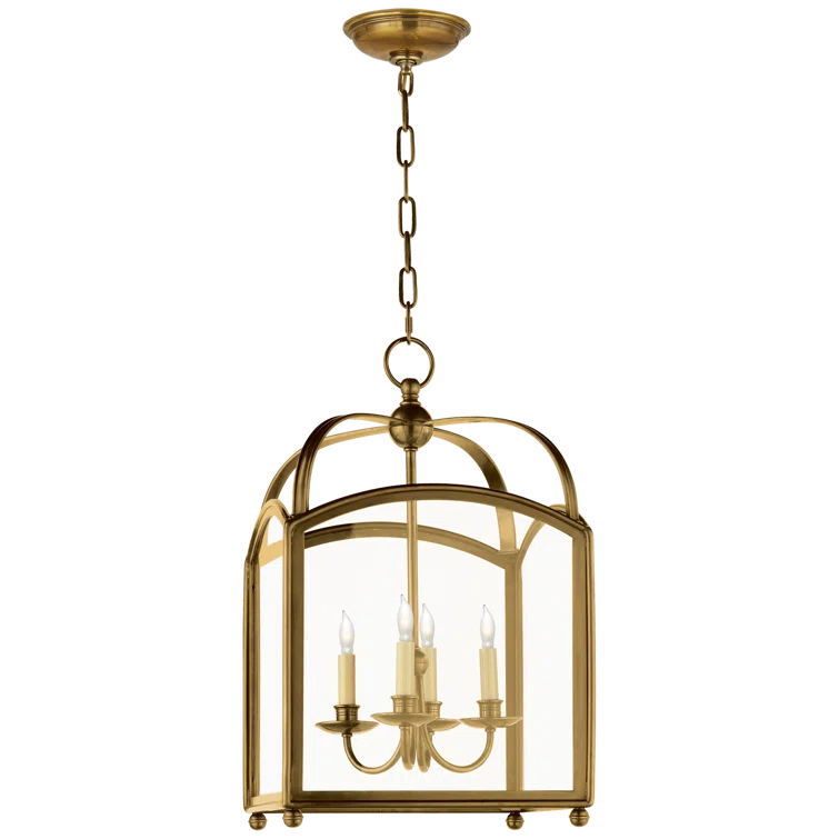 Antique-Burnished Brass and Glass 24" Indoor/Outdoor Lantern