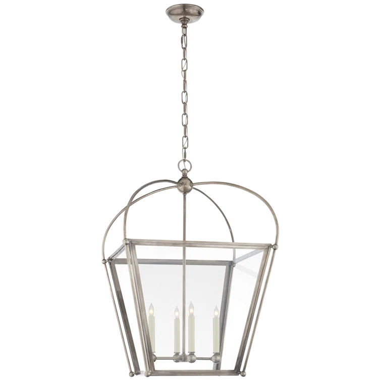 Elegant Riverside Polished Nickel 4-Light Square Pendant