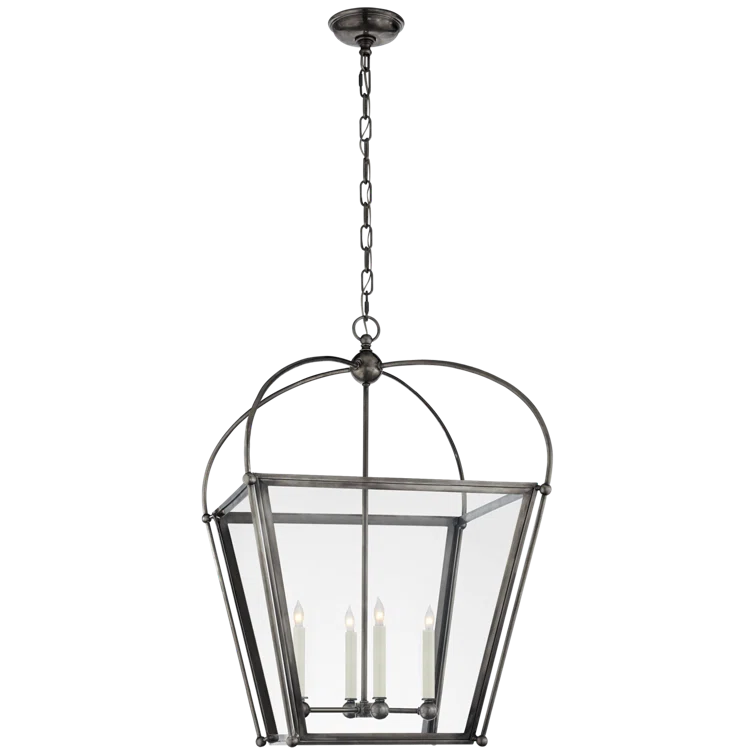 Elegant Riverside Bronze & Glass 4-Light Square Pendant