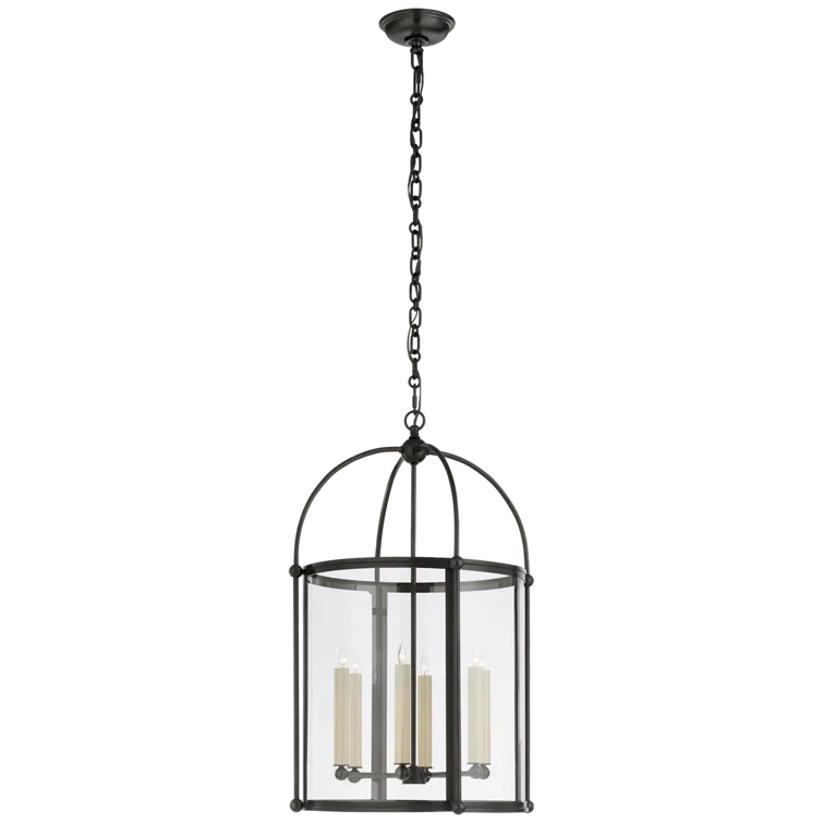 Riverside Bronze 6-Light Birdcage Island Chandelier with Glass Diffuser