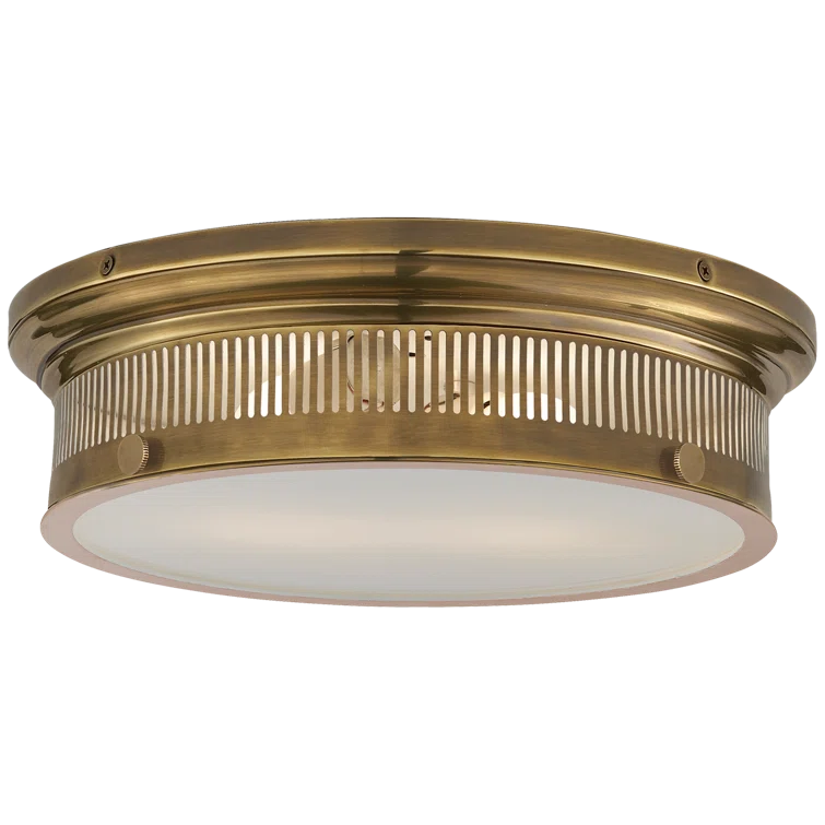 Alderly Antique Brass and Glass Flush Mount Ceiling Light