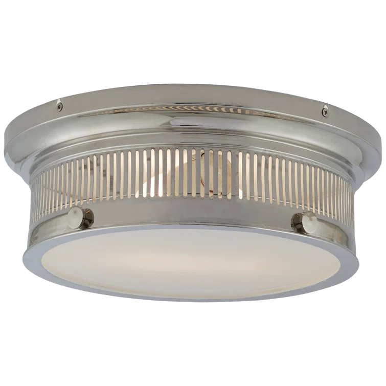Alderly Polished Nickel 2-Light Flush Mount with Opaque Glass