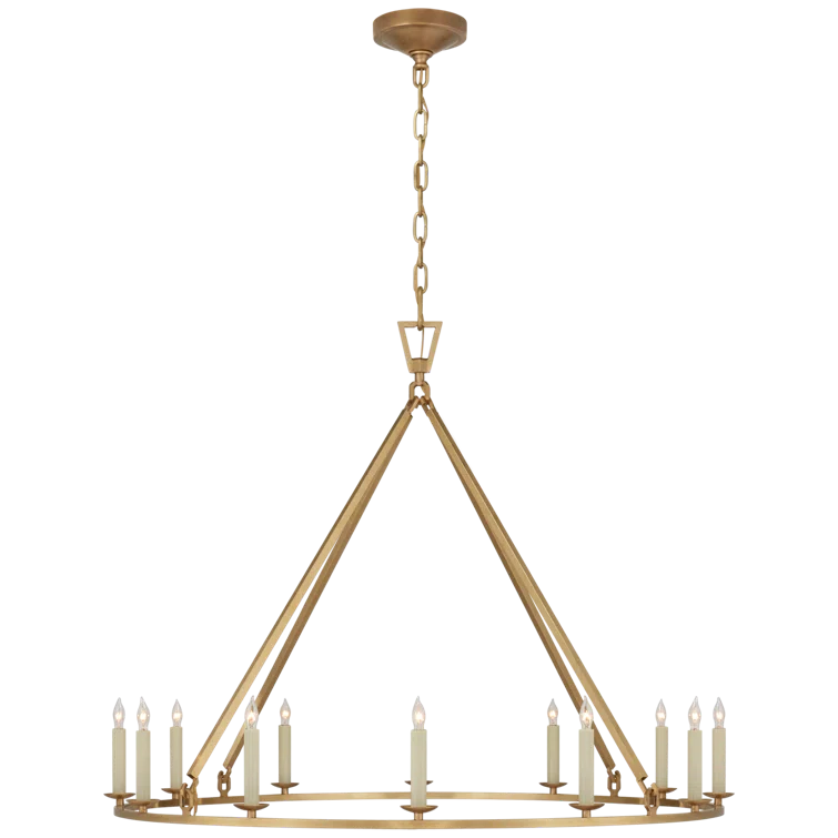 Antique-Burnished Brass Crystal Candle Chandelier 31.5" H x 40" W