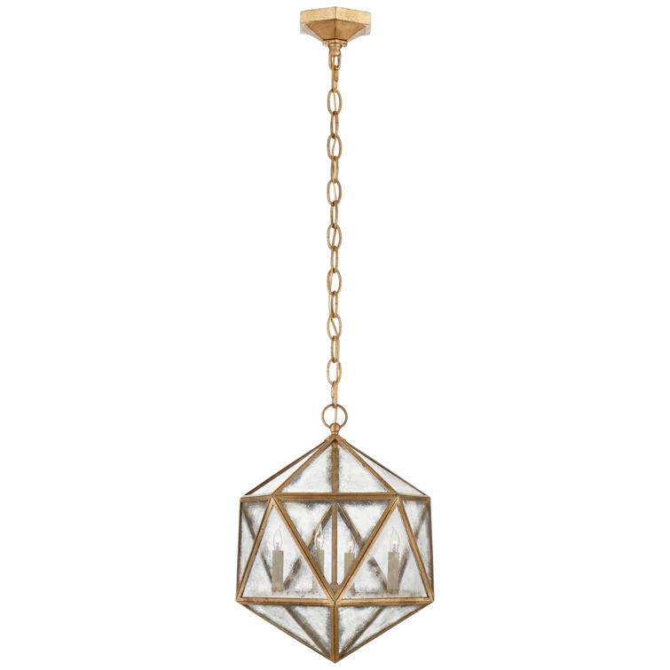 Zeno 20" Silver Geometric Island Pendant with Antique Mirror Glass