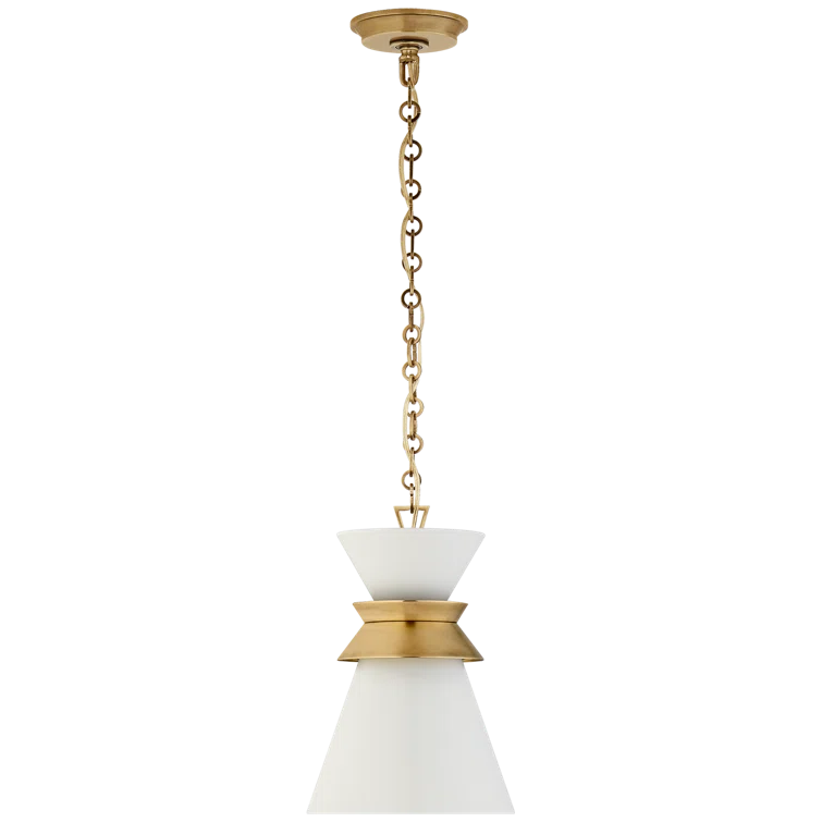 Alborg Antique Brass and Matte White Pendant Light