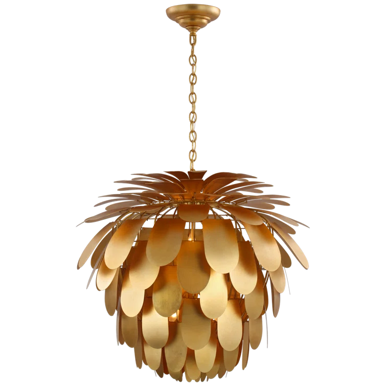 Gold Leaf Petal 6-Light Contemporary Chandelier