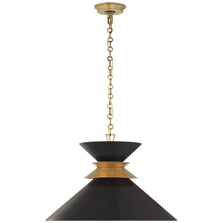 Antique Brass and Matte Black Geometric Pendant Light
