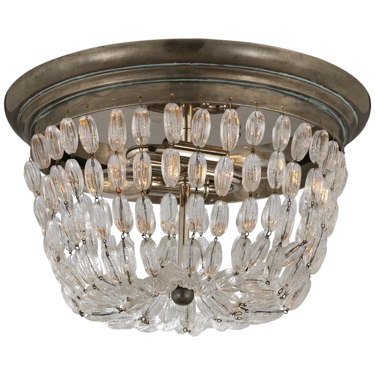 Sheffield Silver Elegance 9'' Flush Mount with Seeded Crystal Glass