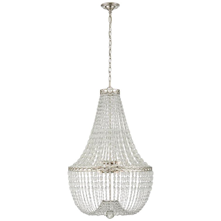 Linfort Polished Nickel 8-Light Crystal Glass Beaded Chandelier