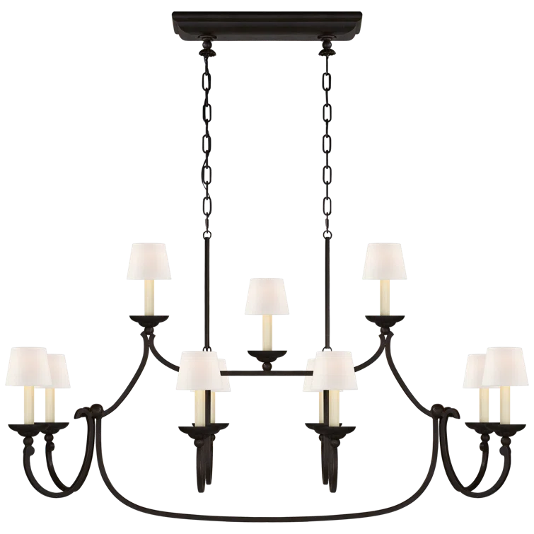 Aged Iron 11-Light Crystal Candle Chandelier