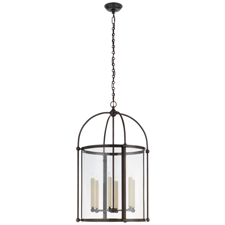 Riverside Bronze 6-Light Birdcage Island Chandelier with Glass Diffuser