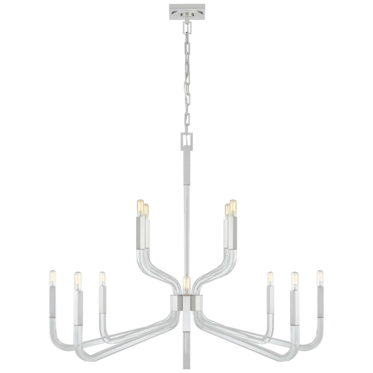 Reagan Polished Nickel & Crystal 12-Light Contemporary Chandelier