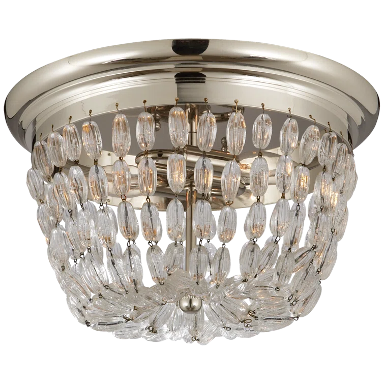 Antique-Burnished Brass and Glass 9"x13" Indoor/Outdoor Flush Mount