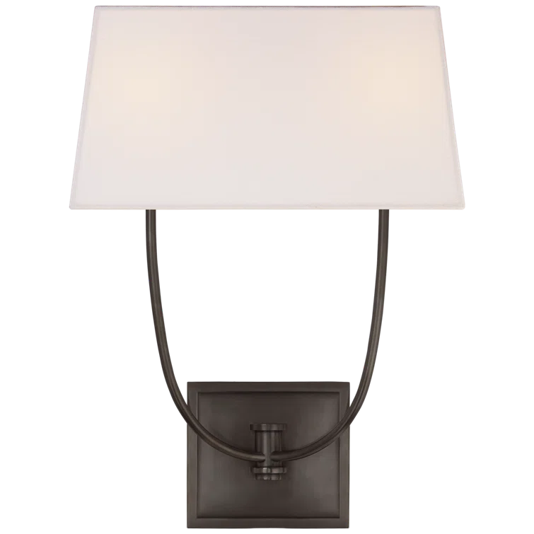 Venini Inspired 18" Bronze Dimmable Wall Sconce with Linen Shade