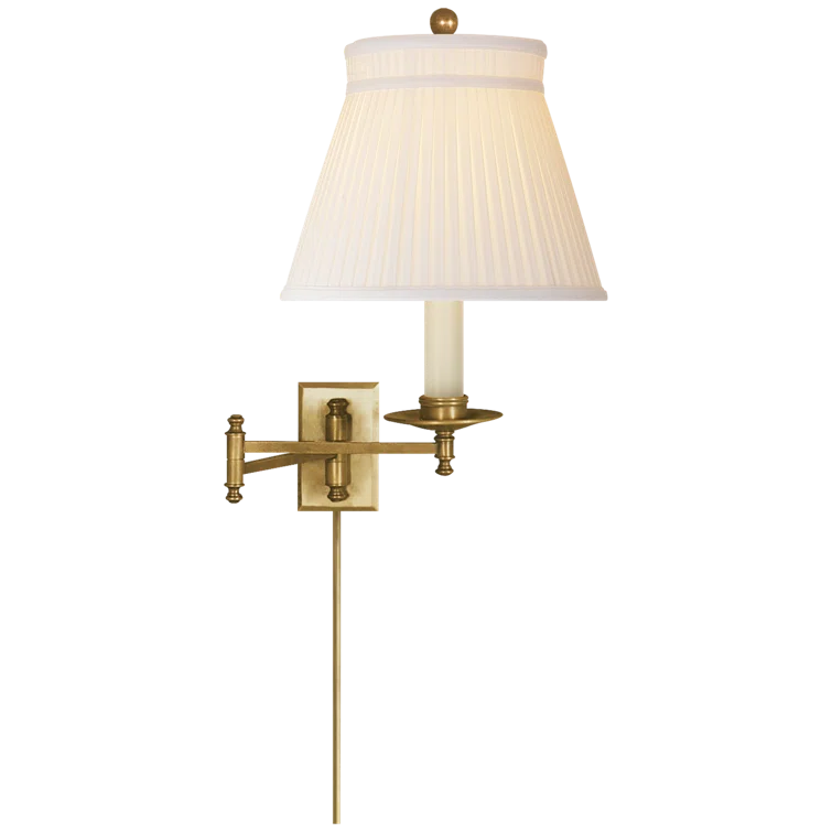 Antique Brass Dimmable Swing Arm Wall Lamp with Empire Shade