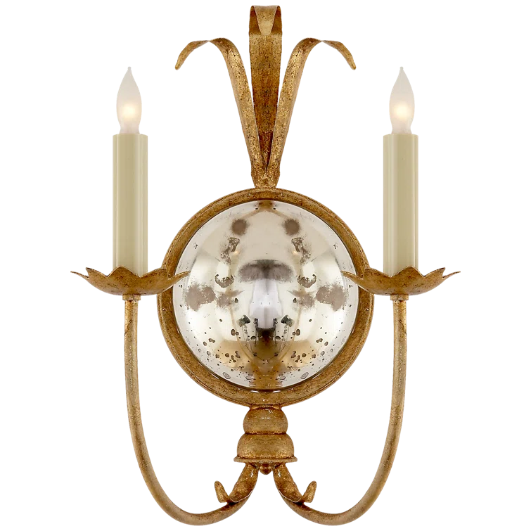 Gilded Iron 16" Double Candle Wall Sconce