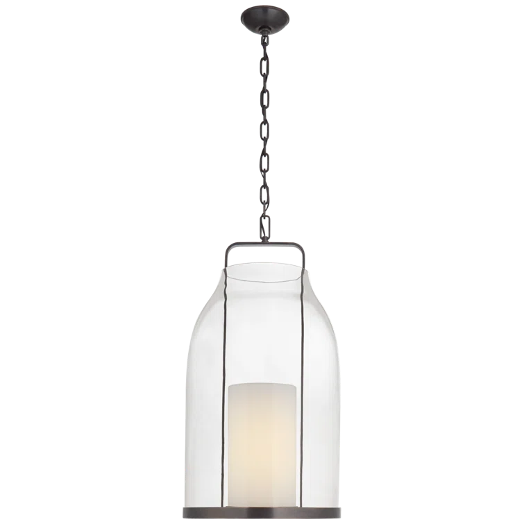Ollie Bronze Geometric LED-Compatible Glass Pendant Light