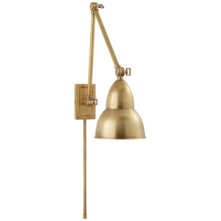 French Library Double Arm Bronze & Brass Wall Light