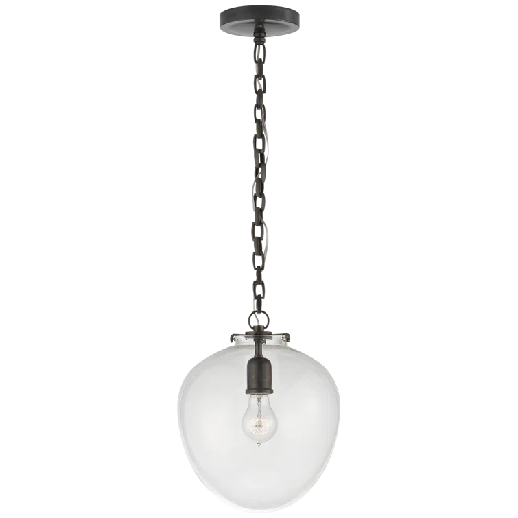 Elegant Katie Acorn 13'' Bronze Glass Pendant Light