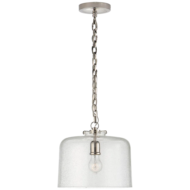 Katie Polished Nickel Glass Pendant Light for Indoor/Outdoor Use