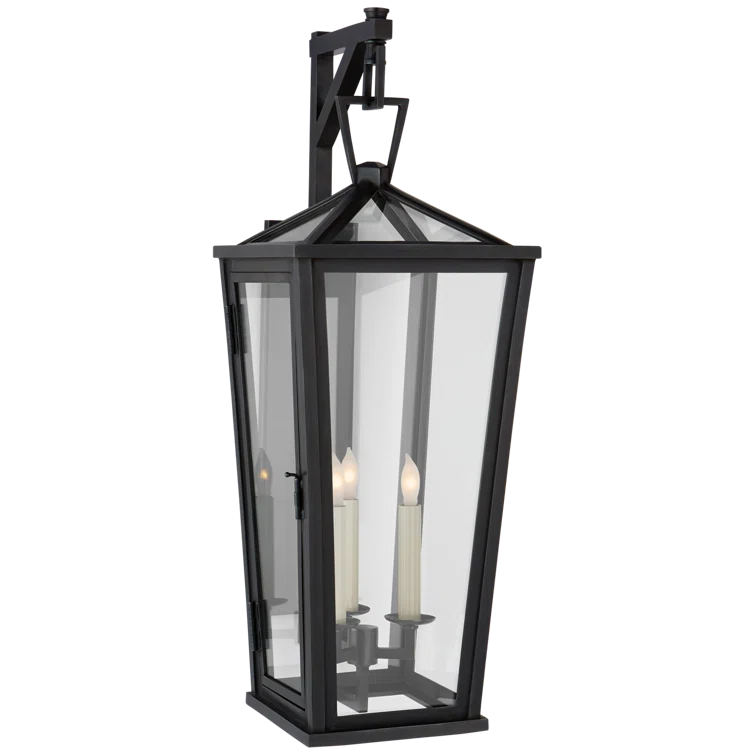 Elegant Bronze and Black Lantern-Style Sconce, 27" Outdoor and Indoor