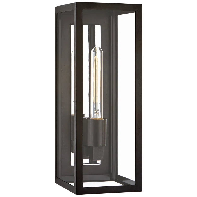 Eldridge 16" Black Iron Lantern-Style Dimmable Sconce