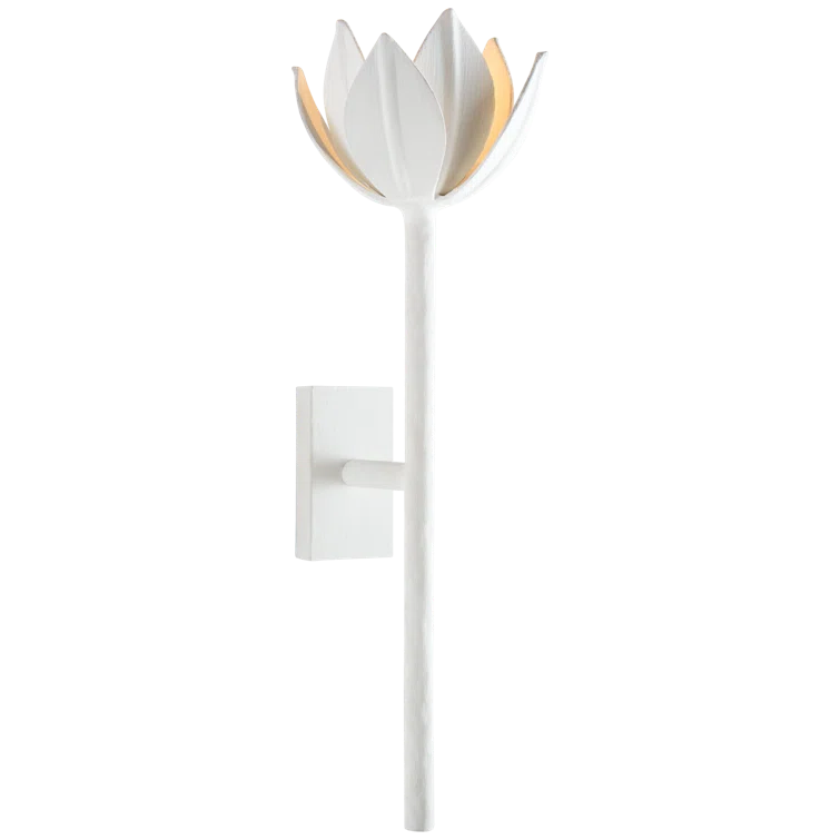 Alberto Plaster White Dimmable Floral Detail Sconce