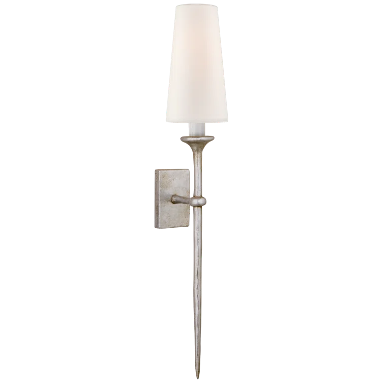 Burnished Silver Leaf 26.5" Wall Sconce with Shade