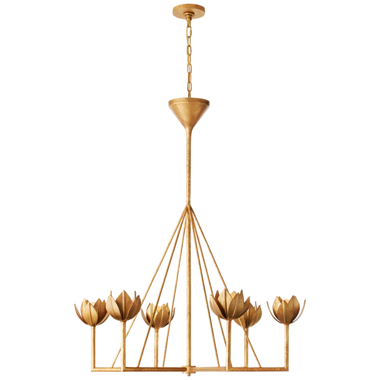 Alberto Antique Gold Leaf 46.75" Crystal Candle Chandelier