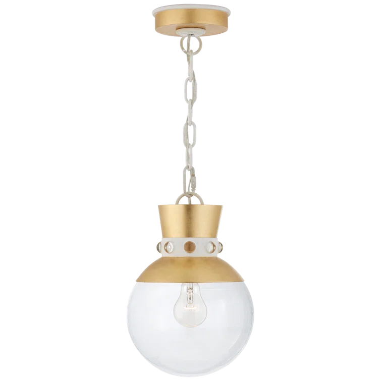 Gold and White Glass Globe Pendant Light
