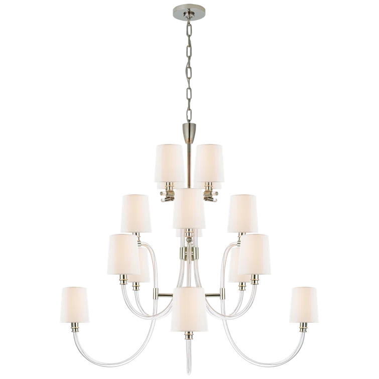 Clarice Luxe Nickel and Crystal 16-Light Plug-in Chandelier