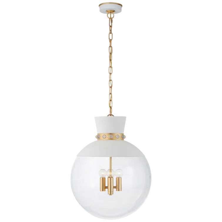 Lucia Gilded White 24" Globe Pendant with Clear Glass