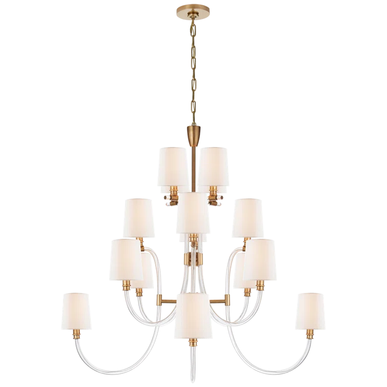 Clarice Antique Brass 16-Light Tiered Crystal Chandelier