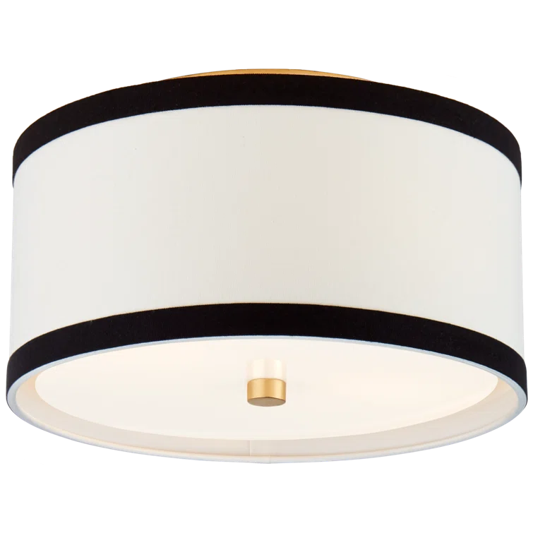 Preppy Tailored Drum Shade Ceiling Light in Silver Gild
