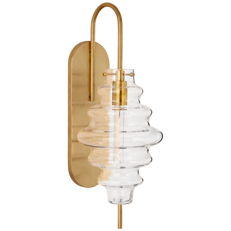 Tableau Antique-Burnished Brass Dimmable Wall Sconce with Clear Glass