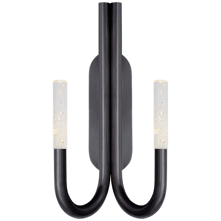Rousseau Double Curve 20'' Black and Bronze LED Vanity Sconce