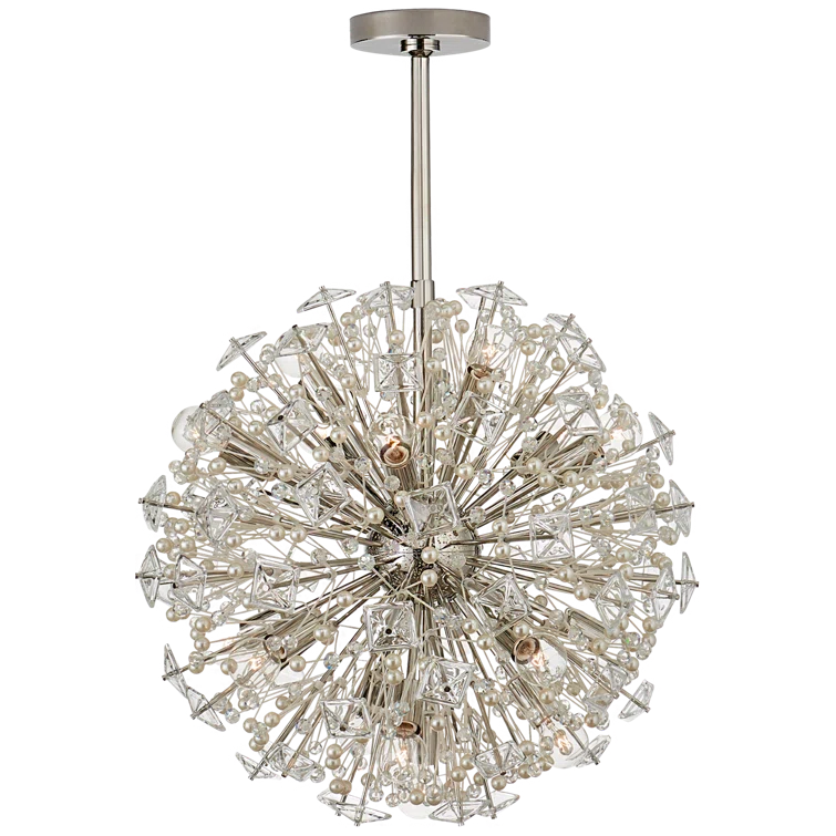 Elegant Polished Nickel and Crystal Medium Chandelier by Kate Spade