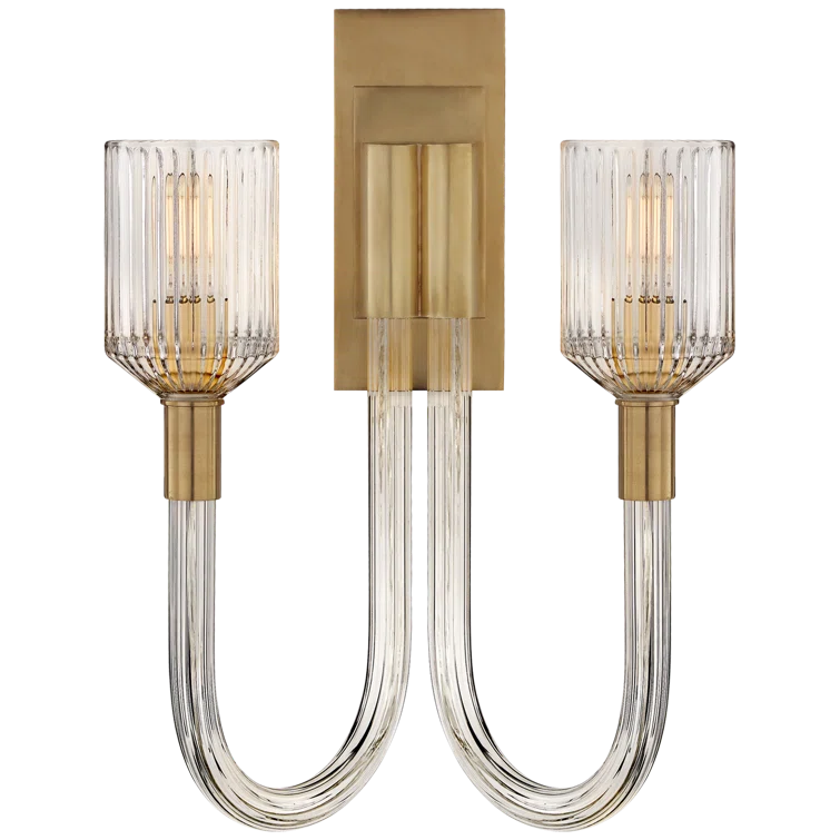 Reverie 19" Brass and Glass Double Sconce