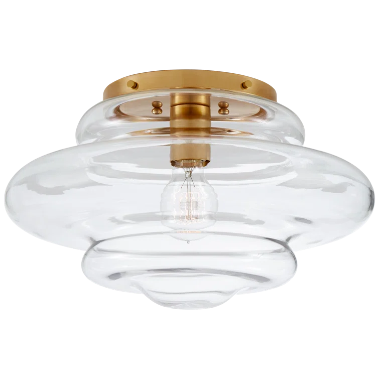 Tableau Medium 8.75" Antique-Burnished Brass Flush Mount with Clear Glass