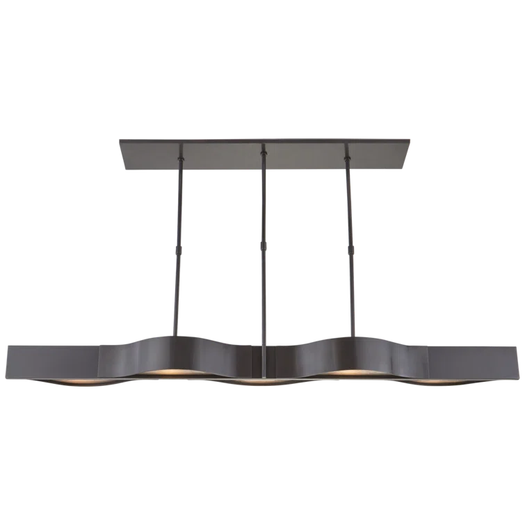 Avant Linear 5-Light Bronze Pendant with Frosted Glass Accents