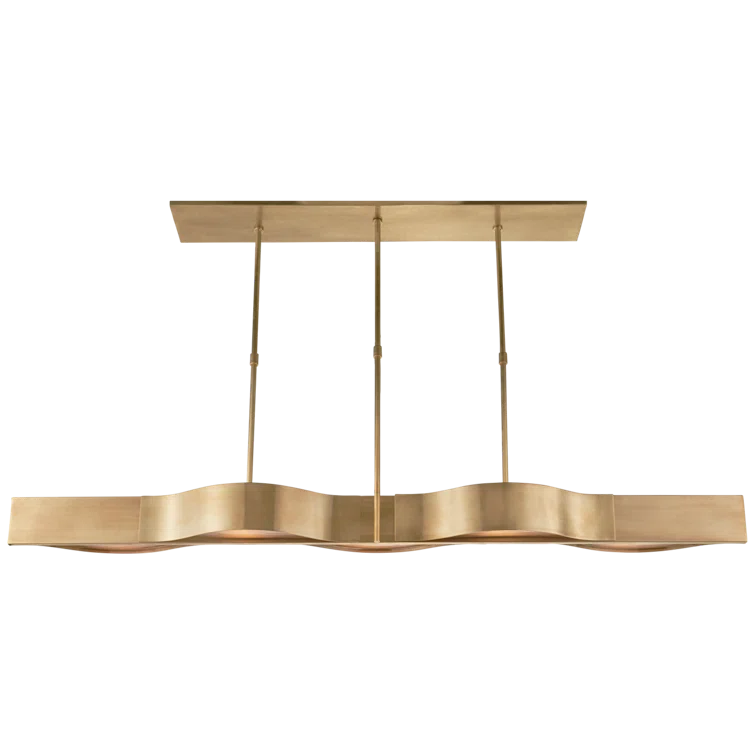 Avant 60'' Wave-Effect Antique-Burnished Brass Linear Pendant