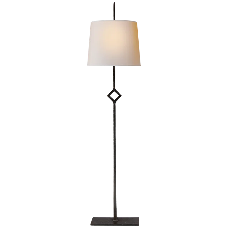 Edison Aged Iron Tall Buffet Table Lamp with Paper Shade