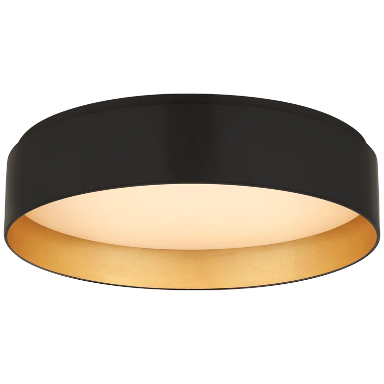 Matte Black and Gold Glass LED Flush Mount Light
