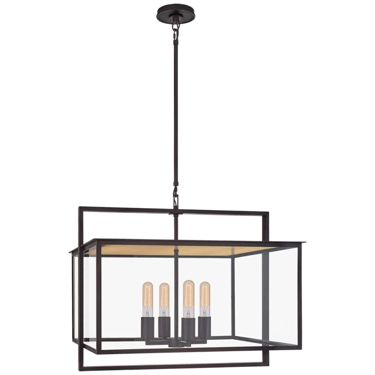 Halle 22" Black Glass and Metal Outdoor Hanging Lantern
